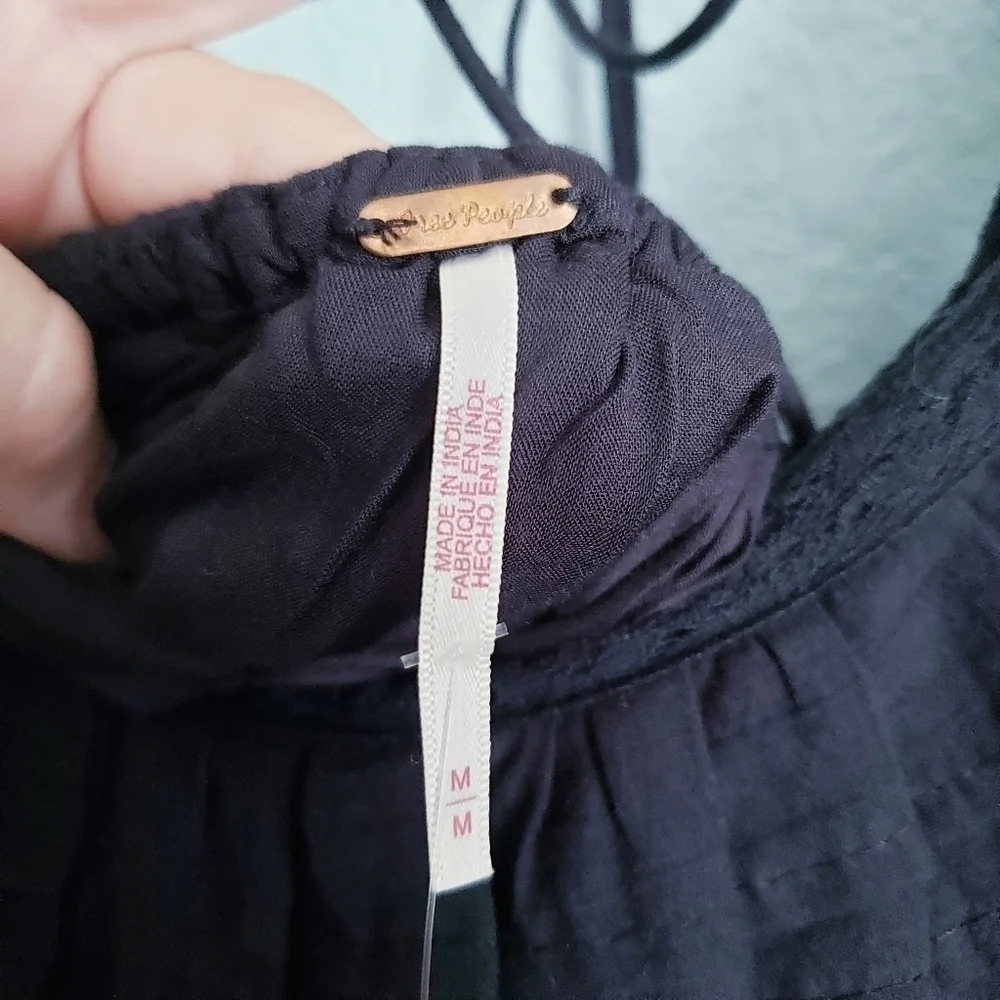 Free People Hailey Black Ruffle Babydoll Mini Dress